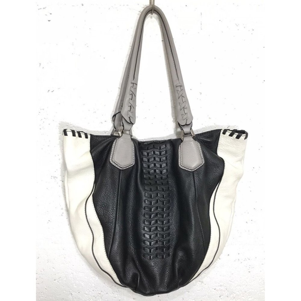 OrYany Lyssie Black/White Colorblock Pebble Tote A252525